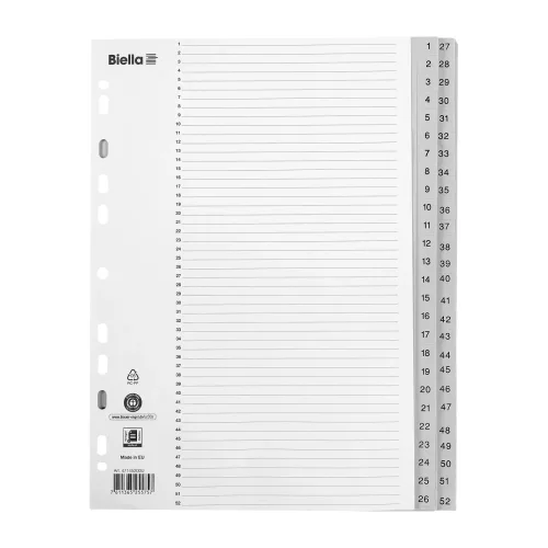 Biella, BIELLA Register PP grau A4 471452.00 1-52, Vollformat