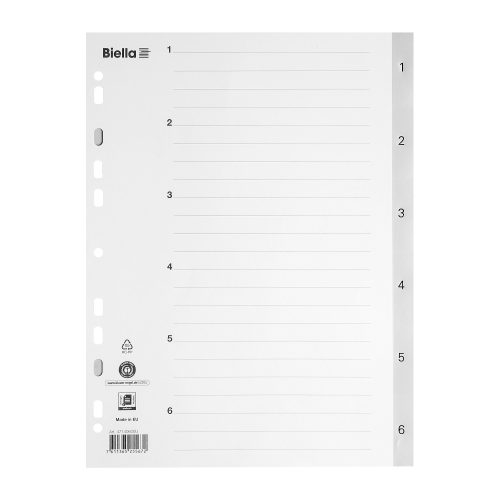 Biella, BIELLA Register PP grau A4 471406.00 1-6, Vollformat