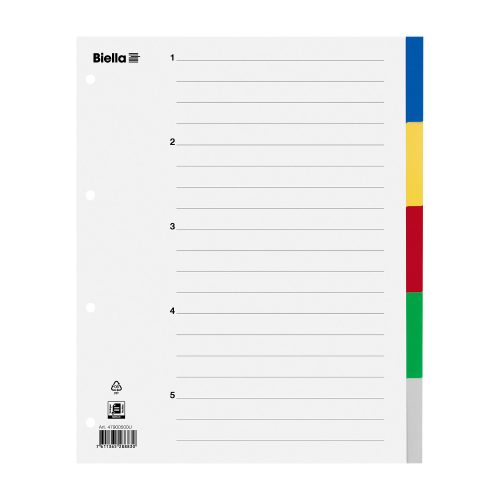 Biella, BIELLA Register PP farbig A4 479005.00 5-teilig, blanko, &uuml;berbreit