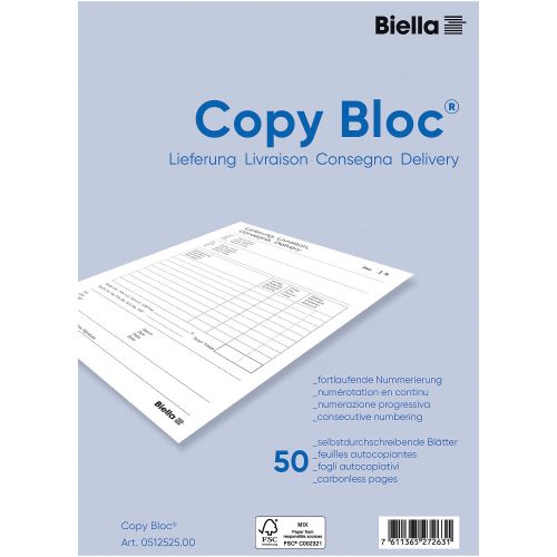 Biella, BIELLA Liefers. COPY-BLOC D/F/I/E A5 512525.00 selbstdurchschreib. 50x2 Blatt