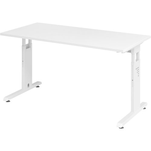 Hammerbacher Höhenverstellbarer gerader Schreibtisch mit C-Fuß Express Q Weiß 1.400 x 672 x 685 - 810 mm