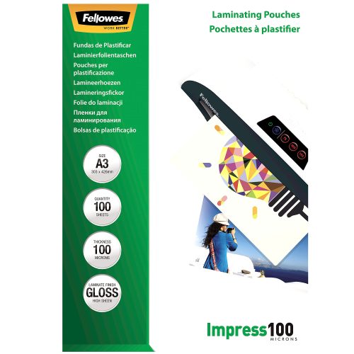 Fellowes, FELLOWES Laminiertasche A3 5351205 glanz, 100my 100 Stk