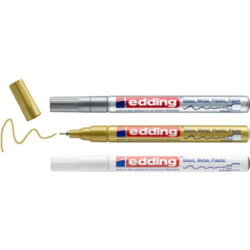 edding, EDDING Paintmarker 780 0,8mm 780-E3-met gold/silver/white 3 St&uuml;ck