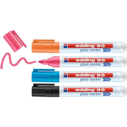 edding, EDDING Glassboardmarker 95 1.5-3mm 95-E4-001 4 pcs. ass.