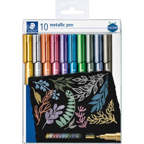 STAEDTLER Design Journey Calligraphy 8323 Marker mit Faserspitze Mitteldicke Rundspitze 1-2 mm Nicht nachfüllbar Farbig sortiert 10 Stück