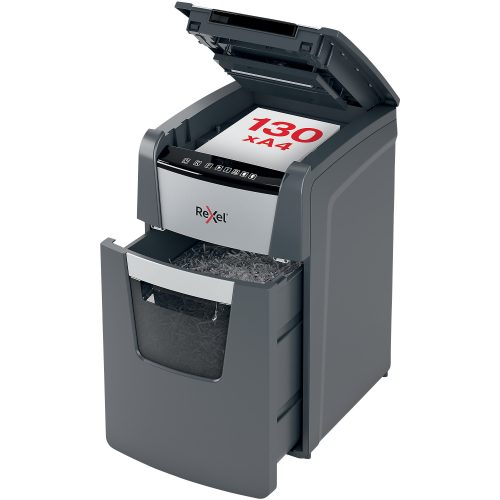 Rexel Optimum AutoFeed+ 130M Automatischer Aktenvernichter Mikroschnitt Sicherheitsstufe P-5 130 Blatt Automatisch & 6 Blatt Manuell