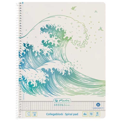 herlitz GREENline Notizbuch DIN A4 Kariert Spiralbindung Seitlich gebunden Pappe Hardback Grün Perforiert 140 Seiten