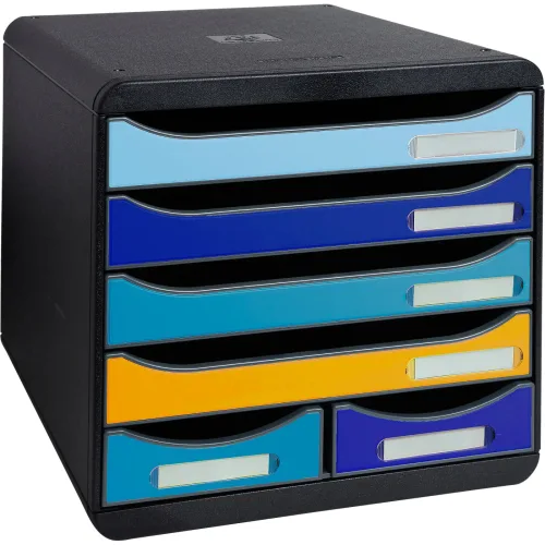 Exacompta, EXACOMPTA Schubladenbox BeeBlue A4+ 3124202D Big Box Maxi, 6 Schubladen