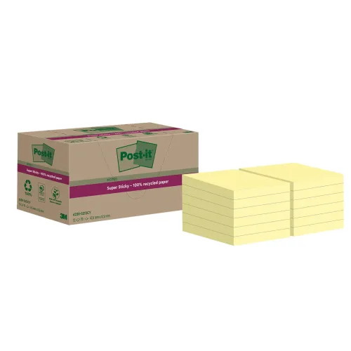 Post-it, POST-IT SuperSticky Notes 47.6x47.6mm 622 RSS12CY Recycling,gelb 12x70 Blatt