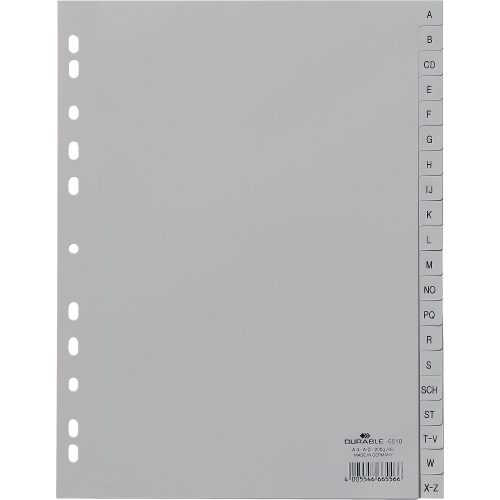 DURABLE, DURABLE Register PP grau A4 6510-10 20-teilig, A-Z
