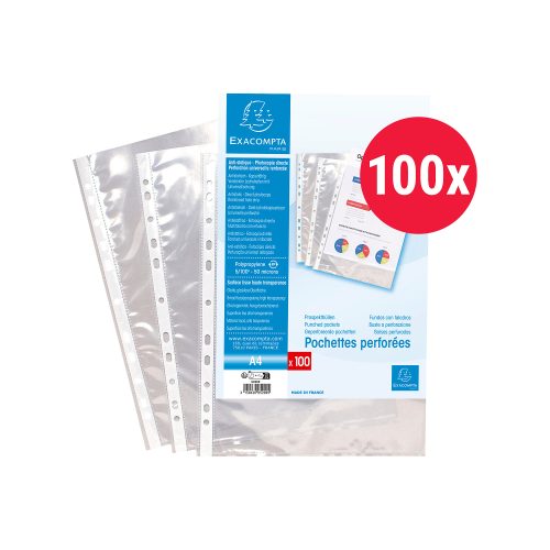Exacompta, EXACOMPTA Zeigetaschen, glatt A4 5200E PP, gelocht, 60my