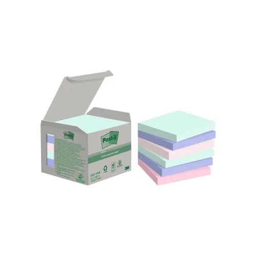 Post-it, POST-IT Haftnotizen Recycling 76x76mm 654-1GB rainbow 6x100 Blatt