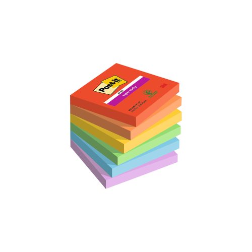 Post-it, POST-IT Super Sticky Playful 76x76mm 654-6SS-PLAY 6-farbig ass./6x90 Blatt