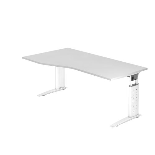 Hammerbacher Freiform Höhenverstellbar Sitz-Stehschreibtisch Holz, Metall Weiss 1'800 x 800 x 680 mm