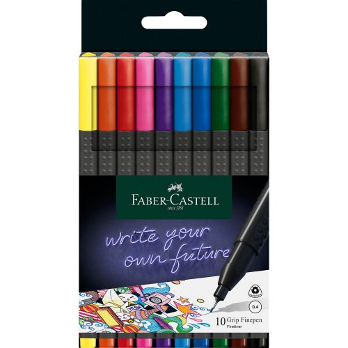 Faber-Castell, FABER-CASTELL Grip Finepen 0,4mm 151610 10 Farben, Etui