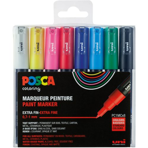 POSCA PC-1MC Farbmarker Kalligraphie Farbig assortiert 8 Stück