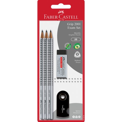 Faber-Castell, FABER-CASTELL Bleistift Grip 2001 217079 silber/schwarz 3 St&uuml;ck