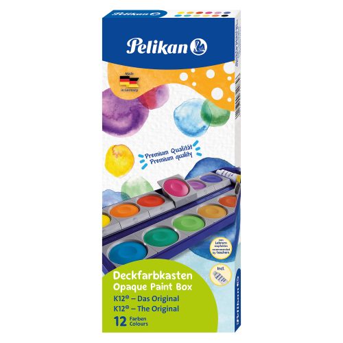 Pelikan, PELIKAN Deckfarben 735K/12 12 Farben Deckweiss