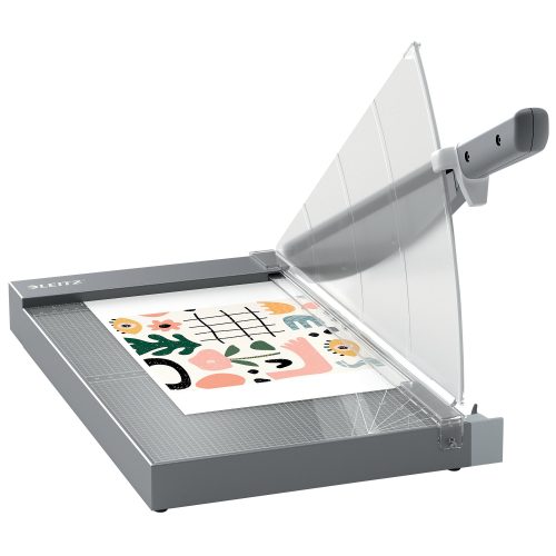 Leitz Precision Office Pro Hebelschneider 9023 A4+ 381 mm Edelstahl-Klinge Premium Glasarbeitsfläche EdgeGlow-Kantenlicht Grau 25 Blatt