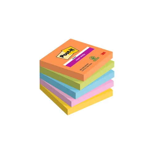 Post-it, POST-IT Super Sticky Boost 76x76mm 654-5SS-BOOS 5-farbig 5x90 Blatt