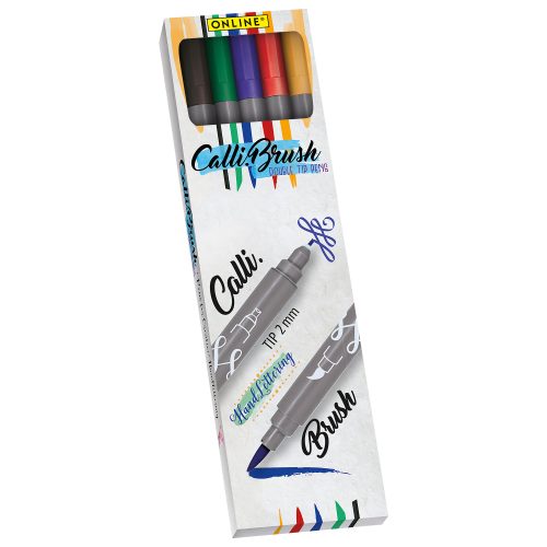 ONLINE, ONLINE Callibrush Pen Double Tip 2mm 19077 Classic ass. 5 St&uuml;ck