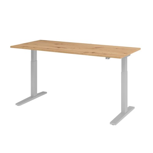 Hammerbacher Sitz-Steh-Arbeitsplatz XMKA19 Aspen Eiche Silber