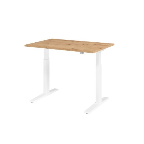 Hammerbacher Sitz-Steh-Arbeitsplatz XMKA12 Aspen Eiche Silber