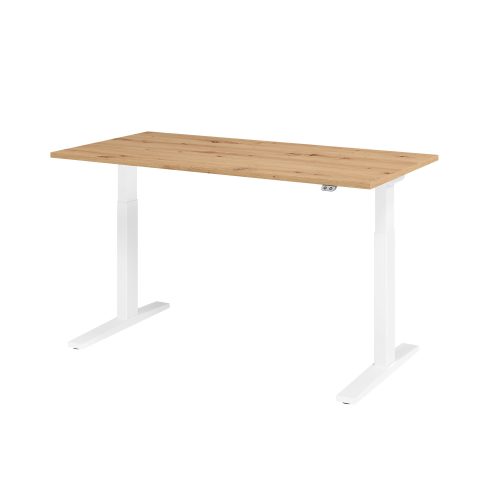 Hammerbacher Sitz-Steh-Arbeitsplatz XMKA16 Aspen Eiche Silber
