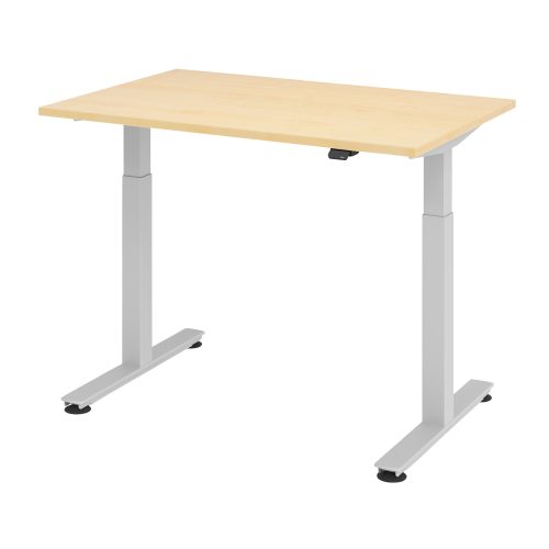 Hammerbacher Sitz-Stehschreibtisch XMST Ahorn, Silber 1.200 x 800 x 650 mm