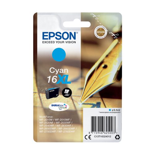 Epson, EPSON Tintenpatrone 16XL cyan T163240 WF 2010/2540 450 Seiten