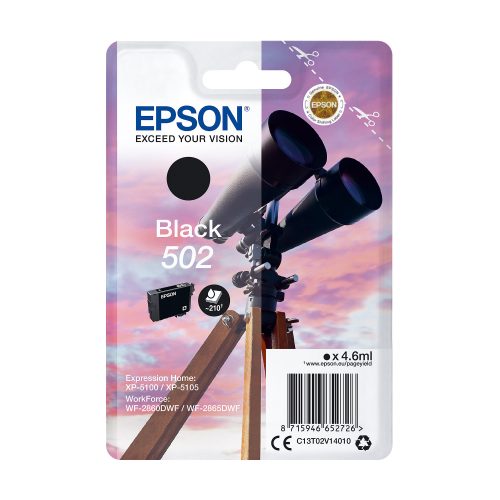 Epson, EPSON Tintenpatrone 502 schwarz T02V140 WF-2860/XP-5100 210 Seiten
