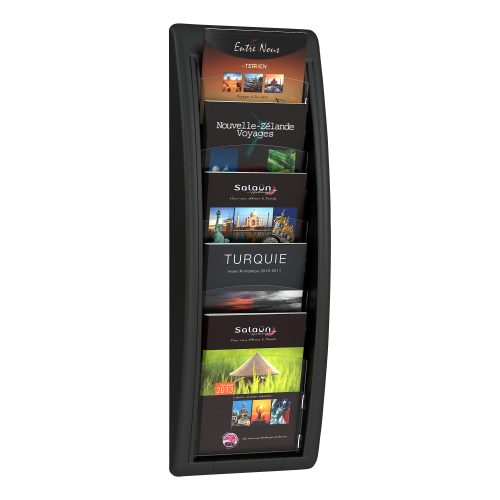 Paperflow wandmontierbarer Prospektständer Polystyrol 227 x 95 x 650mm A5 Schwarz