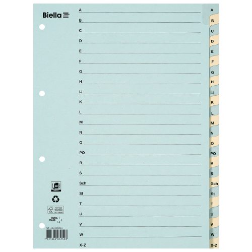 Biella, BIELLA Register Karton farbig A4 462444.00 A-Z
