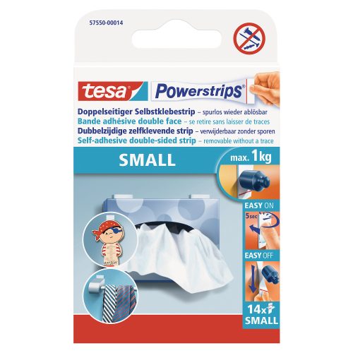 tesa, TESA Powerstrips Small 14x34mm 575500001 abl&ouml;sbar, doppelseitig 14 Stk.