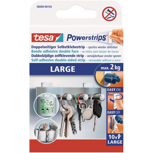 tesa, TESA Powerstrips Large 10 St&uuml;ck 580000010 abl&ouml;sbar, Belastbarkeit 2kg