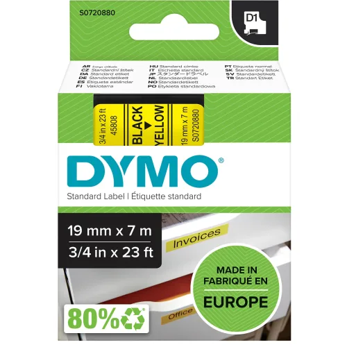 DYMO, DYMO Schriftband D1 schwarz/gelb S0720880 19mm/7m
