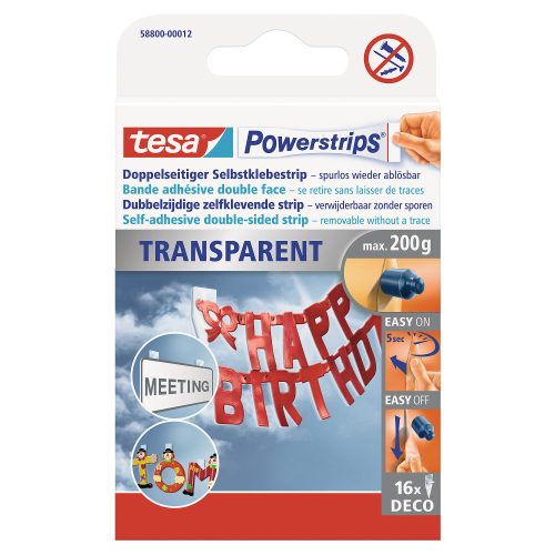 tesa, TESA Powerstrips Deco 16 St&uuml;ck 588000001 transparent, doppelseitig