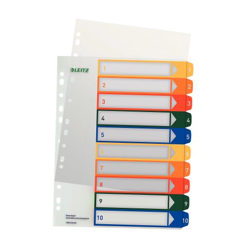 Leitz, LEITZ Register PC-beschriftbar A4 12930000 1-10 mehrfarbig