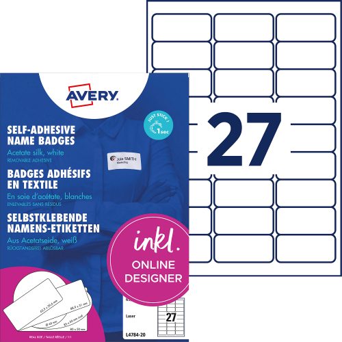 AVERY Zweckform, AVERY ZWECKFORM Namensetiketten 63.5x29.6mm L4784-20 Laser, weiss 20Bl./27Stk.