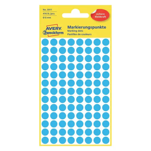 AVERY Zweckform, AVERY ZWECKFORM Markierungspunkte blau 3011 8mm 416 St&uuml;ck