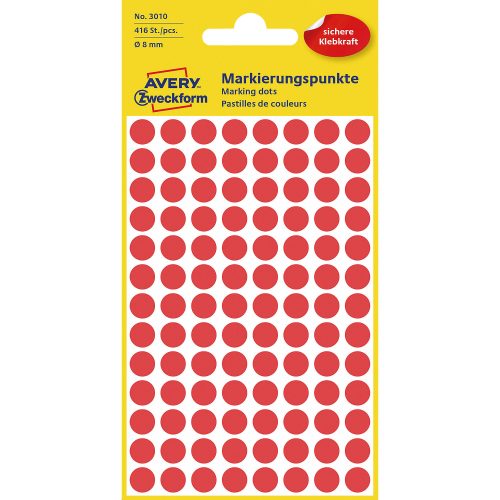 AVERY Zweckform, AVERY ZWECKFORM Markierungspunkte rot 3010 8mm 416 St&uuml;ck
