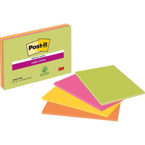 Post-it, POST-IT Super Sticky Big Notes 4x45Bl. 6445-4SS 4 Farben ass. 152x101mm