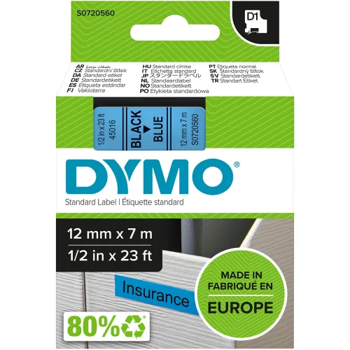 DYMO, DYMO Schriftband D1 schwarz/blau S0720560 12mm/7m