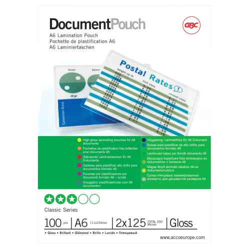 GBC, GBC Laminiertasche A6 3740442 glanz, 125my 100 Stk