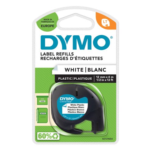 DYMO, DYMO Schriftband LetraTag weiss S0721660 Plastik 12mmx4m