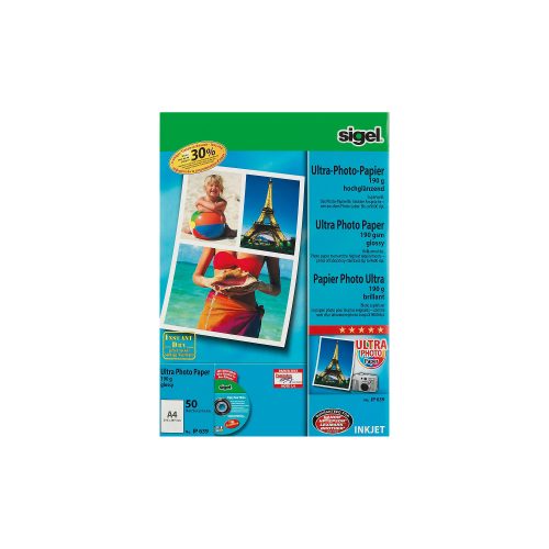 Sigel, SIGEL InkJet Fotopapier A4 IP639 190g,glossy, weiss 50 Blatt