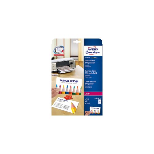 AVERY Zweckform, AVERY ZWECKFORM Visitenkarten 85x54mm/A4 C32026-25 weiss, 270g 250 St&uuml;ck