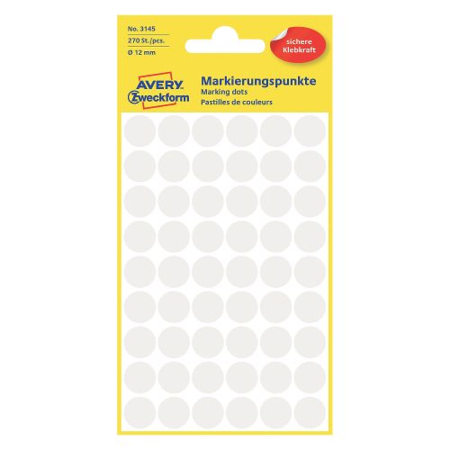 AVERY Zweckform, AVERY ZWECKFORM Markierungspunkte weiss 3145 12mm 270 St&uuml;ck