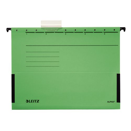 Leitz ALPHA Hängetaschen 1986 A4 V-Base 15 mm 275 g/m² Grün 100% Recycelter Pendarec-Karton 5 Stück