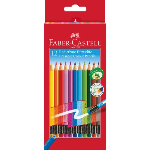 Faber-Castell, FABER-CASTELL Radierbare Farbstifte 116612 sechskant, 12 Farben